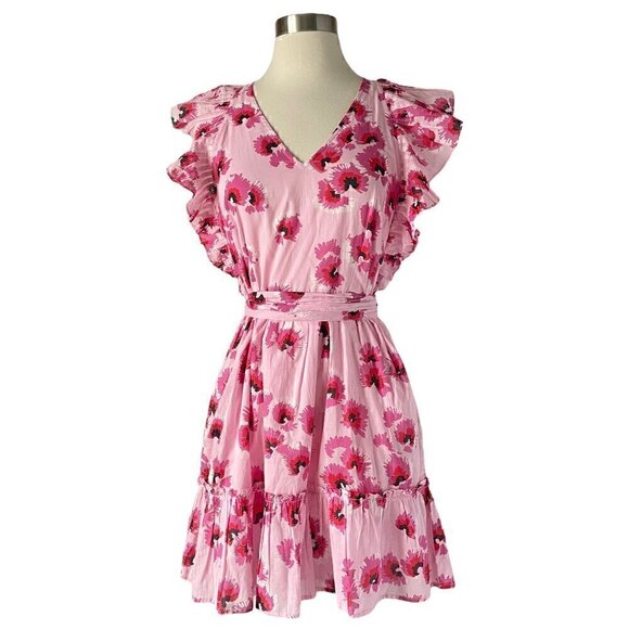 Banjanan Paulita Dress Pink Floral Cotton Ruffle XS - Picture 1 of 7
